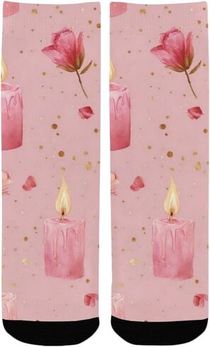 جوارب مشي لمسافات طويلة باللون الوردي بتصميم لهب رومانسي - جوارب شتوية حرارية سميكة دافئة للأولاد والبنات الصغار للمدرسة، والارتداء اليومي والأنشطة الخارجية in Kuwait