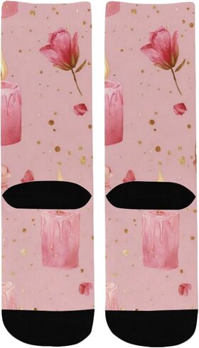 جوارب مشي لمسافات طويلة باللون الوردي بتصميم لهب رومانسي - جوارب شتوية حرارية سميكة دافئة للأولاد والبنات الصغار للمدرسة، والارتداء اليومي والأنشطة الخارجية in Kuwait