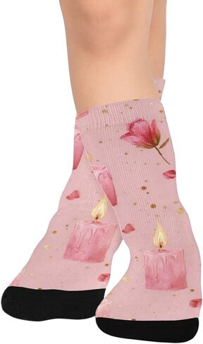 جوارب مشي لمسافات طويلة باللون الوردي بتصميم لهب رومانسي - جوارب شتوية حرارية سميكة دافئة للأولاد والبنات الصغار للمدرسة، والارتداء اليومي والأنشطة الخارجية in Kuwait