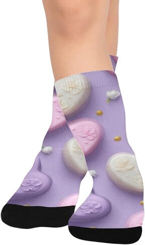 Lavenders Love Motif Hiking Socks - Toddler Boys & Girls Warm Thick Thermal Winter Crew Socks for School, Daily Wear & Outdoor Activities in Kuwait
