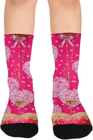 Lace Heart Dot Red Hiking Socks - Toddler Boys & Girls Warm Thick Thermal Winter Crew Socks for School, Daily Wear & Outdoor Activities in Kuwait