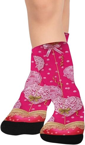 Lace Heart Dot Red Hiking Socks - Toddler Boys & Girls Warm Thick Thermal Winter Crew Socks for School, Daily Wear & Outdoor Activities in Kuwait