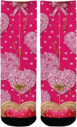 Lace Heart Dot Red Hiking Socks - Toddler Boys & Girls Warm Thick Thermal Winter Crew Socks for School, Daily Wear & Outdoor Activities in Kuwait