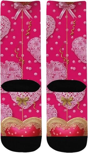 Lace Heart Dot Red Hiking Socks - Toddler Boys & Girls Warm Thick Thermal Winter Crew Socks for School, Daily Wear & Outdoor Activities in Kuwait