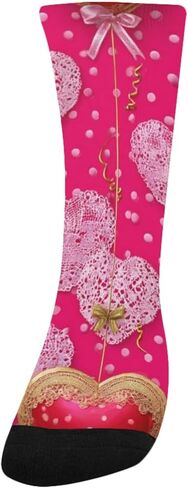 Lace Heart Dot Red Hiking Socks - Toddler Boys & Girls Warm Thick Thermal Winter Crew Socks for School, Daily Wear & Outdoor Activities in Kuwait