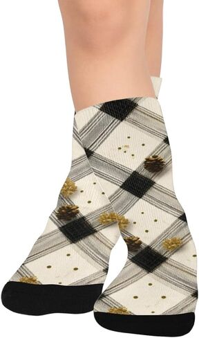 Gold Dot Plaid Hiking Socks - Toddler Boys & Girls Warm Thick Thermal Winter Crew Socks for School, Daily Wear & Outdoor Activities in Kuwait