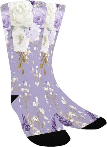 Purple Floral Glow Hiking Socks - Toddler Boys & Girls Warm Thick Thermal Winter Crew Socks for School, Daily Wear & Outdoor Activities in Kuwait