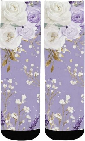 Purple Floral Glow Hiking Socks - Toddler Boys & Girls Warm Thick Thermal Winter Crew Socks for School, Daily Wear & Outdoor Activities in Kuwait