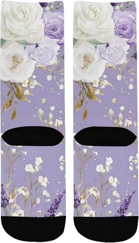 Purple Floral Glow Hiking Socks - Toddler Boys & Girls Warm Thick Thermal Winter Crew Socks for School, Daily Wear & Outdoor Activities in Kuwait