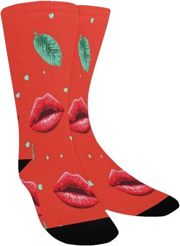 Cute Red Lip Mint Hiking Socks - Toddler Boys & Girls Warm Thick Thermal Winter Crew Socks for School, Daily Wear & Outdoor Activities in Saudi Arabia