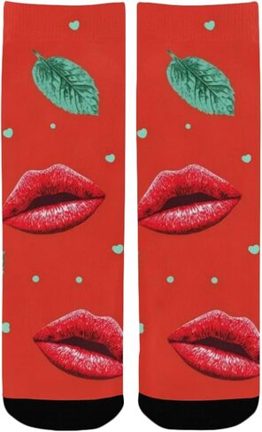 Cute Red Lip Mint Hiking Socks - Toddler Boys & Girls Warm Thick Thermal Winter Crew Socks for School, Daily Wear & Outdoor Activities in Saudi Arabia