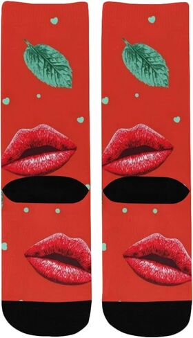 Cute Red Lip Mint Hiking Socks - Toddler Boys & Girls Warm Thick Thermal Winter Crew Socks for School, Daily Wear & Outdoor Activities in Saudi Arabia