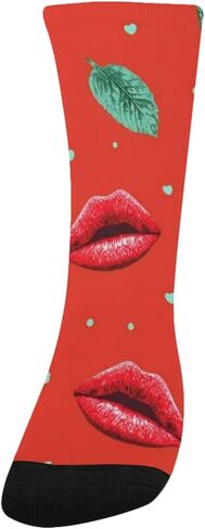 Cute Red Lip Mint Hiking Socks - Toddler Boys & Girls Warm Thick Thermal Winter Crew Socks for School, Daily Wear & Outdoor Activities in Saudi Arabia