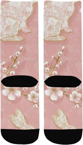 جوارب Lace Bunny Bloom للتنزه سيرًا على الأقدام - جوارب شتوية حرارية سميكة دافئة للأطفال الصغار للأولاد والبنات للمدرسة، والارتداء اليومي والأنشطة الخارجية in Kuwait