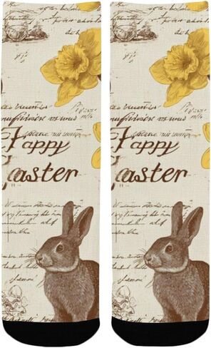 Art Vintage Easter Bunny Hiking Socks - Toddler Boys & Girls Warm Thick Thermal Winter Crew Socks for School, Daily Wear & Outdoor Activities in Kuwait