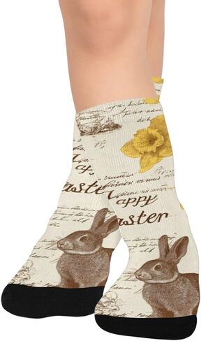Art Vintage Easter Bunny Hiking Socks - Toddler Boys & Girls Warm Thick Thermal Winter Crew Socks for School, Daily Wear & Outdoor Activities in Kuwait