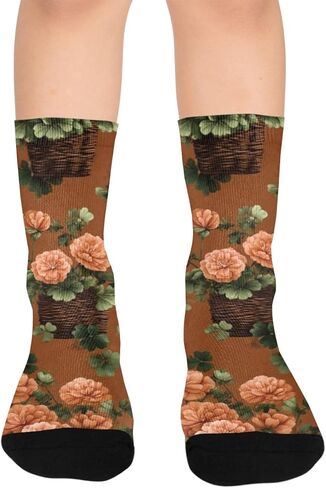 جوارب Clover and Ranunculus Art للمشي لمسافات طويلة - جوارب شتوية حرارية سميكة دافئة للأولاد والبنات للمدرسة، والارتداء اليومي والأنشطة الخارجية in Kuwait