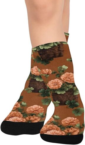 جوارب Clover and Ranunculus Art للمشي لمسافات طويلة - جوارب شتوية حرارية سميكة دافئة للأولاد والبنات للمدرسة، والارتداء اليومي والأنشطة الخارجية in Kuwait