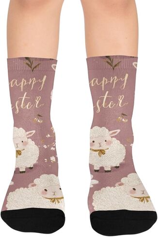 Purple Spring Motif Hiking Socks - Toddler Boys & Girls Warm Thick Thermal Winter Crew Socks for School, Daily Wear & Outdoor Activities in Kuwait