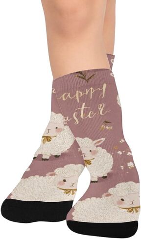 Purple Spring Motif Hiking Socks - Toddler Boys & Girls Warm Thick Thermal Winter Crew Socks for School, Daily Wear & Outdoor Activities in Kuwait