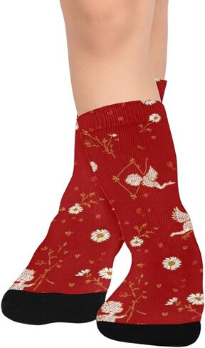 Red Daisy Angel Hiking Socks - Toddler Boys & Girls Warm Thick Thermal Winter Crew Socks for School, Daily Wear & Outdoor Activities in Kuwait