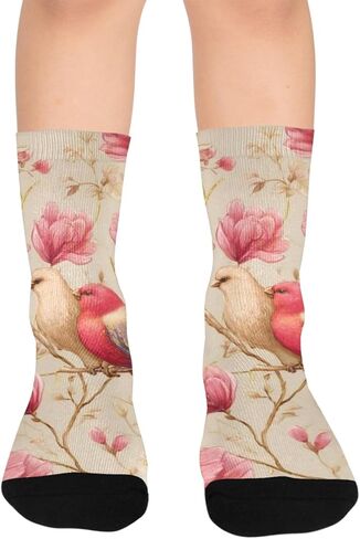 جوارب Blossom Bird Motif للمشي لمسافات طويلة - جوارب شتوية حرارية سميكة دافئة للأولاد والبنات الصغار للمدرسة، والارتداء اليومي والأنشطة الخارجية in Kuwait