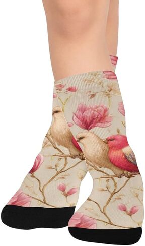 جوارب Blossom Bird Motif للمشي لمسافات طويلة - جوارب شتوية حرارية سميكة دافئة للأولاد والبنات الصغار للمدرسة، والارتداء اليومي والأنشطة الخارجية in Kuwait