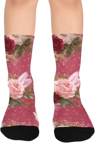 Romantic Rose Hearts Hiking Socks - Toddler Boys & Girls Warm Thick Thermal Winter Crew Socks for School, Daily Wear & Outdoor Activities in Saudi Arabia