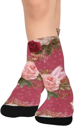 Romantic Rose Hearts Hiking Socks - Toddler Boys & Girls Warm Thick Thermal Winter Crew Socks for School, Daily Wear & Outdoor Activities in Saudi Arabia