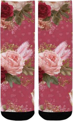 Romantic Rose Hearts Hiking Socks - Toddler Boys & Girls Warm Thick Thermal Winter Crew Socks for School, Daily Wear & Outdoor Activities in Saudi Arabia