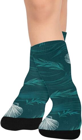 جوارب Ocean Shellscape باللون الأزرق للمشي لمسافات طويلة - جوارب شتوية حرارية سميكة دافئة للأطفال الصغار للأولاد والبنات للمدرسة، والارتداء اليومي والأنشطة الخارجية in Kuwait