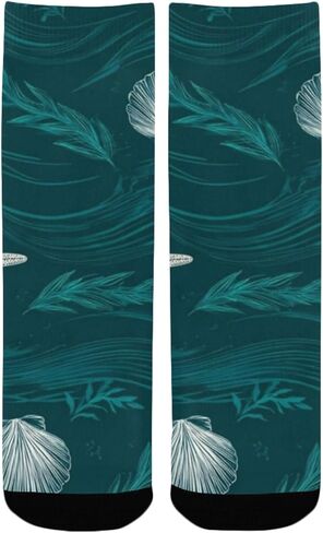 جوارب Ocean Shellscape باللون الأزرق للمشي لمسافات طويلة - جوارب شتوية حرارية سميكة دافئة للأطفال الصغار للأولاد والبنات للمدرسة، والارتداء اليومي والأنشطة الخارجية in Kuwait