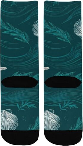 جوارب Ocean Shellscape باللون الأزرق للمشي لمسافات طويلة - جوارب شتوية حرارية سميكة دافئة للأطفال الصغار للأولاد والبنات للمدرسة، والارتداء اليومي والأنشطة الخارجية in Kuwait