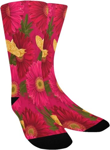 جوارب Gerbera Butterfly للمشي لمسافات طويلة باللون الأحمر - جوارب شتوية حرارية سميكة دافئة للأطفال الصغار للأولاد والبنات للمدرسة، والارتداء اليومي والأنشطة الخارجية in Saudi Arabia