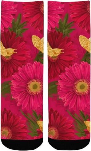 جوارب Gerbera Butterfly للمشي لمسافات طويلة باللون الأحمر - جوارب شتوية حرارية سميكة دافئة للأطفال الصغار للأولاد والبنات للمدرسة، والارتداء اليومي والأنشطة الخارجية in Saudi Arabia
