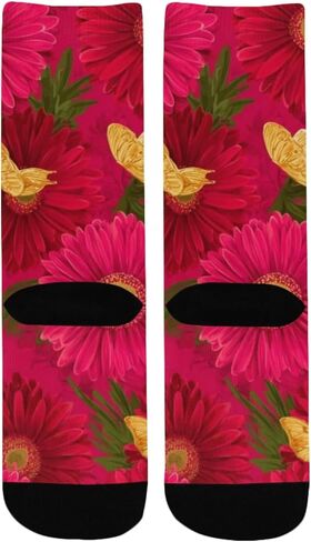 جوارب Gerbera Butterfly للمشي لمسافات طويلة باللون الأحمر - جوارب شتوية حرارية سميكة دافئة للأطفال الصغار للأولاد والبنات للمدرسة، والارتداء اليومي والأنشطة الخارجية in Saudi Arabia