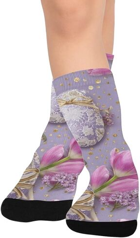 Purple Hearts Motif Hiking Socks - Toddler Boys & Girls Warm Thick Thermal Winter Crew Socks for School, Daily Wear & Outdoor Activities in Kuwait