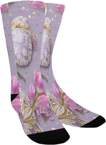 Purple Hearts Motif Hiking Socks - Toddler Boys & Girls Warm Thick Thermal Winter Crew Socks for School, Daily Wear & Outdoor Activities in Kuwait