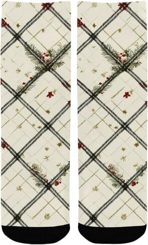 Plaid Star Motif Green Hiking Socks - Toddler Boys & Girls Warm Thick Thermal Winter Crew Socks for School, Daily Wear & Outdoor Activities in Kuwait