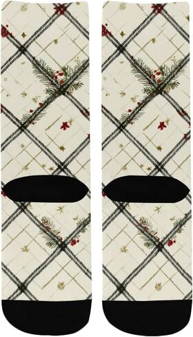 Plaid Star Motif Green Hiking Socks - Toddler Boys & Girls Warm Thick Thermal Winter Crew Socks for School, Daily Wear & Outdoor Activities in Kuwait