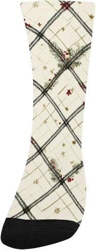 Plaid Star Motif Green Hiking Socks - Toddler Boys & Girls Warm Thick Thermal Winter Crew Socks for School, Daily Wear & Outdoor Activities in Kuwait