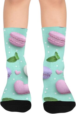 Macaron Heart Treat Art Hiking Socks - Toddler Boys & Girls Warm Thick Thermal Winter Crew Socks for School, Daily Wear & Outdoor Activities in Kuwait