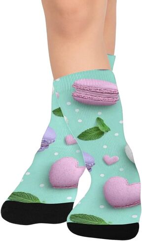 Macaron Heart Treat Art Hiking Socks - Toddler Boys & Girls Warm Thick Thermal Winter Crew Socks for School, Daily Wear & Outdoor Activities in Kuwait