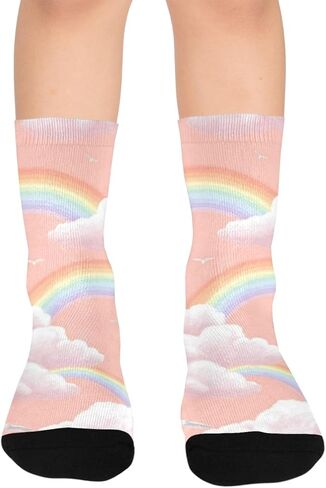Cloudy Dreamscape Pink Hiking Socks - Toddler Boys & Girls Warm Thick Thermal Winter Crew Socks for School, Daily Wear & Outdoor Activities in Saudi Arabia