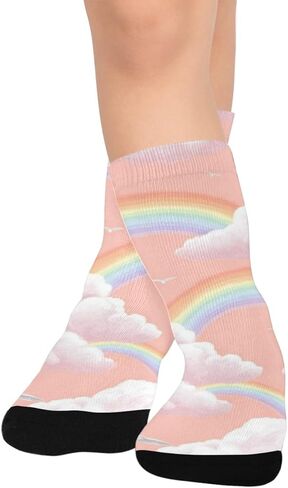 Cloudy Dreamscape Pink Hiking Socks - Toddler Boys & Girls Warm Thick Thermal Winter Crew Socks for School, Daily Wear & Outdoor Activities in Saudi Arabia