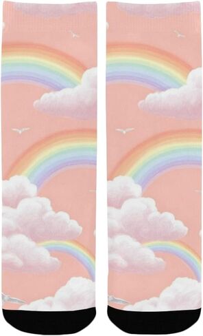 Cloudy Dreamscape Pink Hiking Socks - Toddler Boys & Girls Warm Thick Thermal Winter Crew Socks for School, Daily Wear & Outdoor Activities in Saudi Arabia