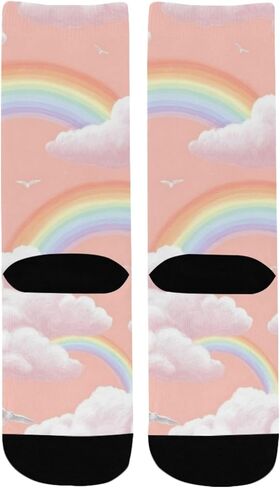 Cloudy Dreamscape Pink Hiking Socks - Toddler Boys & Girls Warm Thick Thermal Winter Crew Socks for School, Daily Wear & Outdoor Activities in Saudi Arabia