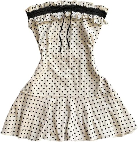WDIRARA Women's Polka Dots Strapless Ruffle Mini Dress Lace Sleeveless Tube Dresses in Saudi Arabia