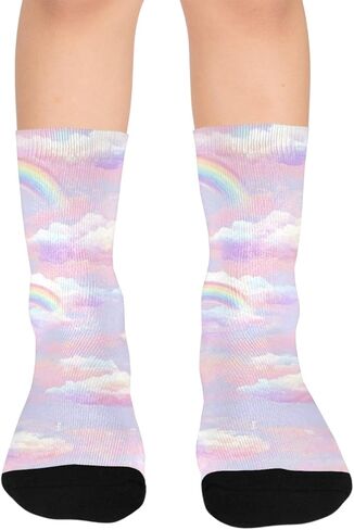 Soft Rainbow Vibe Hiking Socks - Toddler Boys & Girls Warm Thick Thermal Winter Crew Socks for School, Daily Wear & Outdoor Activities in Kuwait