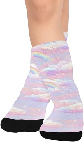 Soft Rainbow Vibe Hiking Socks - Toddler Boys & Girls Warm Thick Thermal Winter Crew Socks for School, Daily Wear & Outdoor Activities in Kuwait